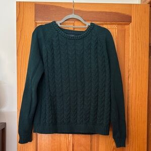 Lands' End Forest Green Cable Knit Sweater